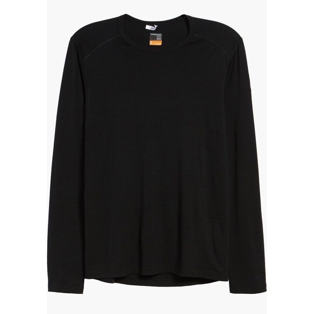 Icebreaker Merino 200 Oasis Long Sleeve Thermal Shirt Black Mens L 104365001 - Picture 2 of 10